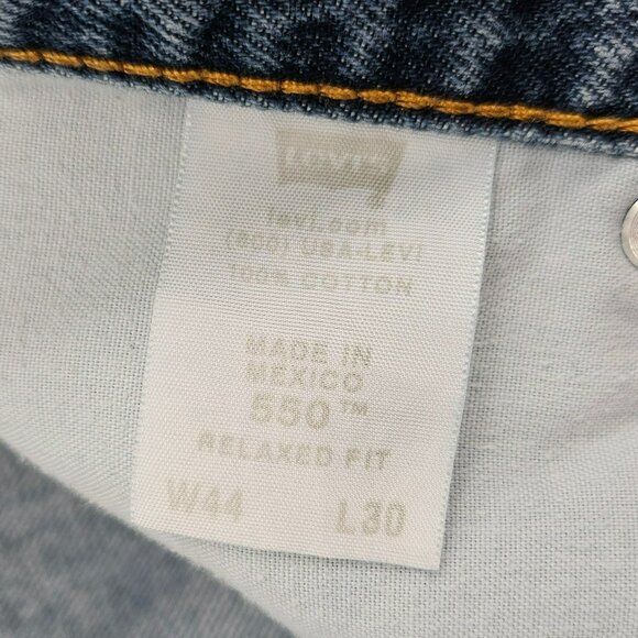 Levis 550 Relaxed Fit Jeans 44x30 Medium Blue Wash Cotton Denim Baggy Taper Plus - Picture 3 of 11